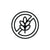 Allergen-free symbol with a circle and a line through a wheat stalk on a white background