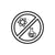Prohibition sign with atom and beaker symbols on a white background
