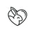 Black and white logo of a rabbit inside a heart on a white background