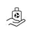 Icon of a hand holding a bottle with a recycling symbol on a white background