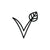 Black letter 'V' with a leaf on a white background