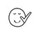 Simple line drawing of a smiling face with a check mark on a white background