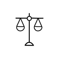 Black line drawing of a balance scale on a white background