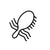 Black line drawing of a hairbrush on a white background