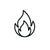 Black flame icon on a white background