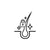 Black icon of a hair follicle with a padlock and stars