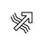 Symbol of an arrow crossed out with wavy lines below on a white background
