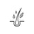 Icon of a hair follicle with a droplet and leaf, symbolizing natural hair care.
