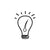 Black line drawing of a light bulb on a white background