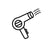 Black and white icon of a hair dryer with airflow.