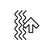Black icon of wavy lines and an arrow on a white background