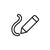Pencil and drawn line icon on white background