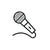 Black line drawing of a microphone on a white background
