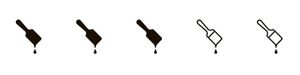 Set of six black paint brush icons on a white background