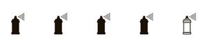 Set of black bottle icons with water droplets and sound wave symbols on a white background
