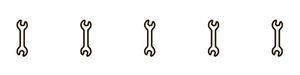 Seven wrench icons arranged horizontally.