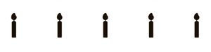 Seven black candles on a white background