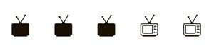 Five tv icons on a white background
