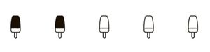 Five black ice cream cone symbols on a white background