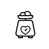 Icon of a scale with a heart symbol on a white background