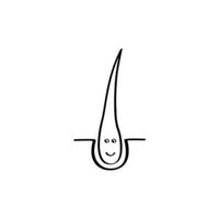 Simple black line drawing of a smiling hair follicle on a white background