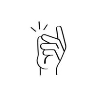 Black line drawing of a hand clicking on a white background
